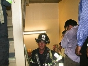 Anxious moments (WTC) as fire fighters seek safe passage for occupants
