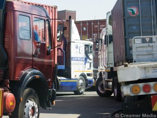Trucks at Transnet Freight Rail's City Deep Terminal (Engineering News)