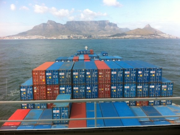 Container vessel outside the Port of Cape Town