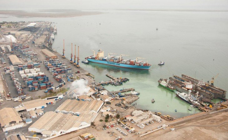 An aerial view of the port of Walvis Bay. NamPort is seeking a green light from Cabinet to spend over N$3 billion on the expansion of the harbour (Namibian Sun)