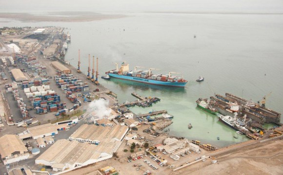 An aerial view of the port of Walvis Bay. NamPort is seeking a green light from Cabinet to spend over N$3 billion on the expansion of the harbour (Namibian Sun)