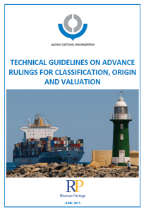 WCO - Technical Guidelines on Advance Rulings for Classification, Origin and Valuation